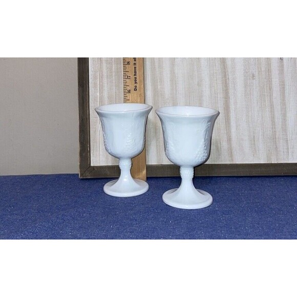 Set of 2 Indiana Glass Milk Glass Goblet - Picture 5 of 8